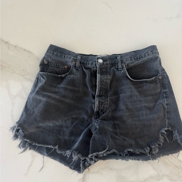 Agolde Black Denim Shorts - Picture 1 of 8